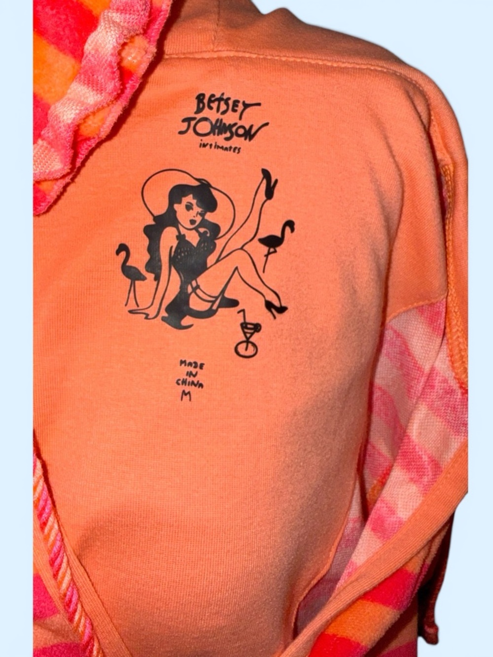 Betsey Johnson Striped Hooded Swim Cover-Up With Pockets, Size Medium - Picture 4 of 4
